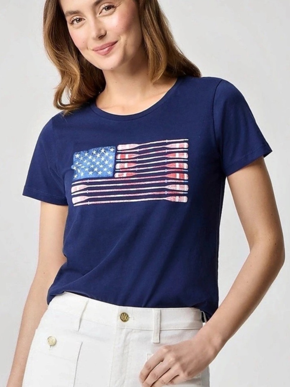 J.Crew Collector Tee American Flag Oars - Graphic Blue & Red